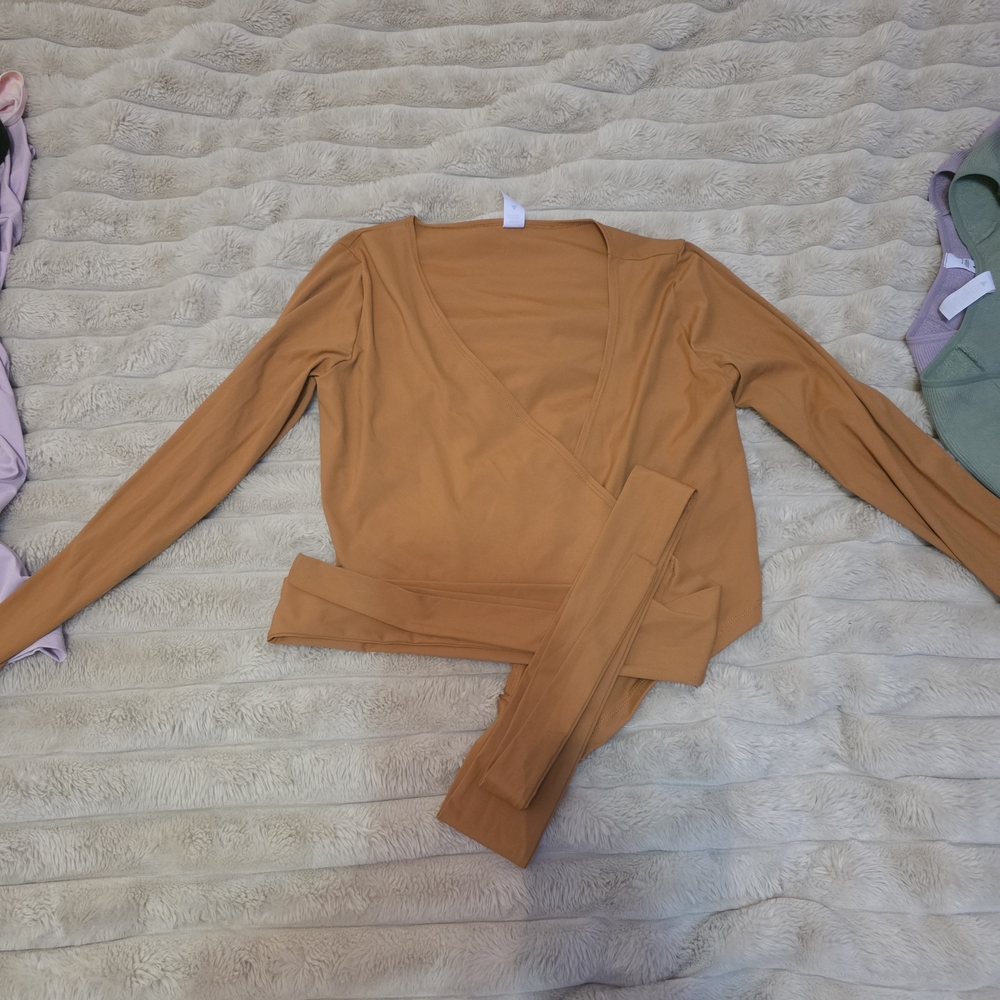 Women's Tan Wrap Top